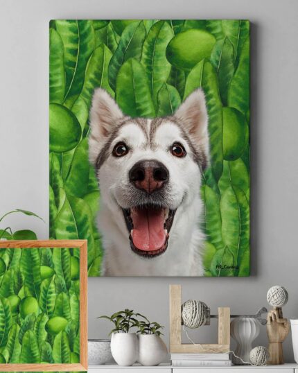 Yeşil Yaprak Dokulu Pop Art Tablo