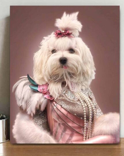 beyaz kraliçe malta terrier evcil hayvan tuvali