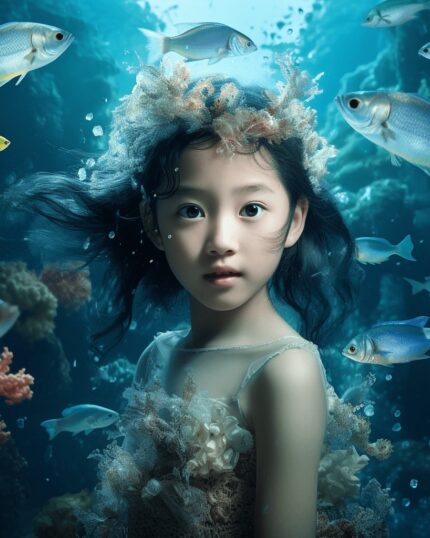 A young girl with dark hair and a mother appear in a magical, medieval-inspired setting—perfect inspiration for your Custom Regal Family Portrait: Medieval Mom with Toddler canvas.