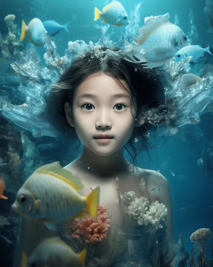 A regal mom in medieval attire poses with her toddler, creating a custom family portrait with royal charm—an enchanting and timeless artwork perfect for canvas printing.