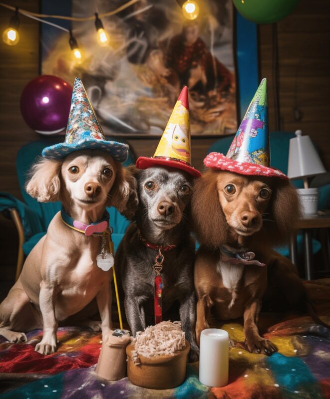 barbaragondin ahırda bir doğum günü partisinde şapkalı üç köpek c50a5c61 424b 40a3 9c48 8670502a7fbb