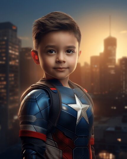 Özel Süper Kahraman Çocuk Portresi - Kid America