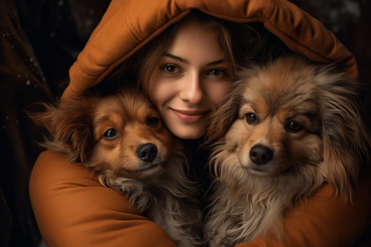 rushi 007 female girl hugging dogs in the style of photo realis 31a2b0aa 1341 4bb0 8350 3d9544642210