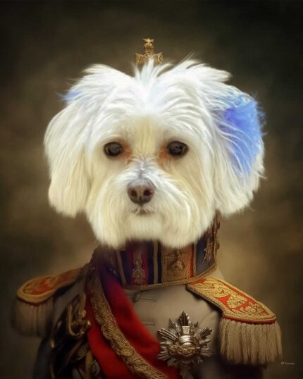 Dress your pet as a heroic figure with The Brave General #17 - Custom Design Pet Canvas, featuring elegant military attire and gold details—an ideal way to immortalize your furry friend in a unique, custom portrait.
