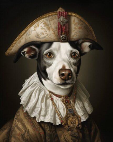 Baroque Dog in regal costume