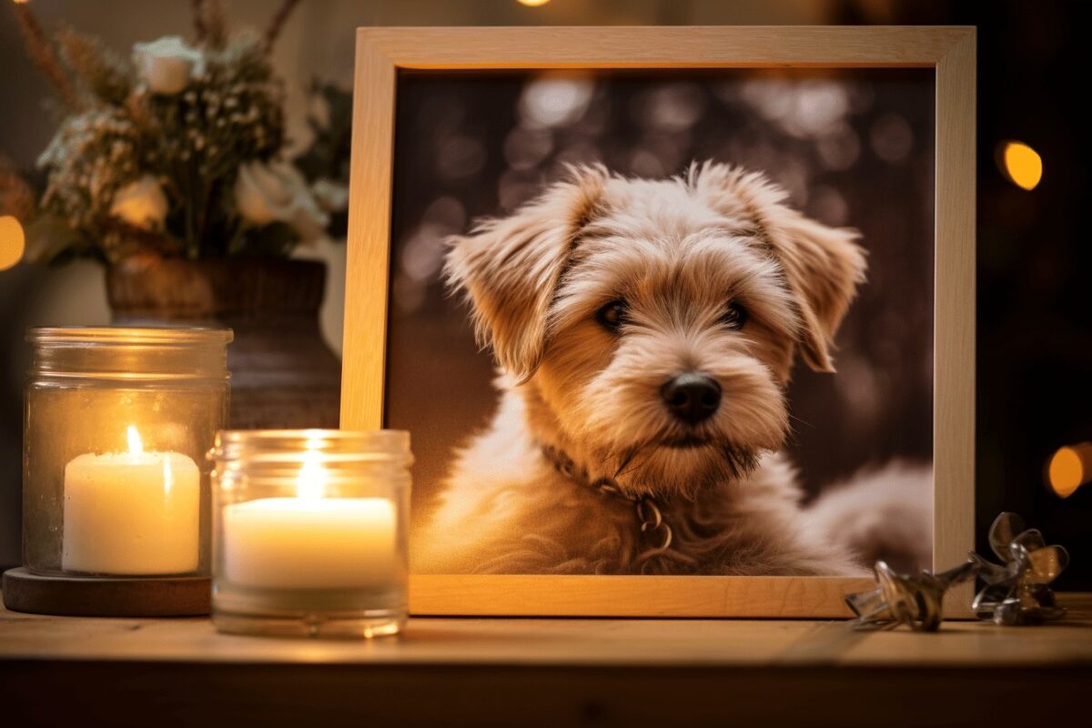 bigonion8528 On a wooden table a framed photograph of a playful ccb7a93e df88 46e1 b6b4 ee342209f17c