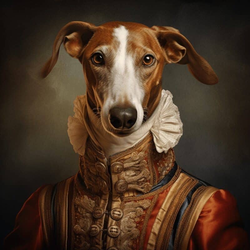 jvcks Realistic Portrait of a Greyhound in a traditional Englis 1e9e2203 7266 4789 878f 72faf10e1ff3