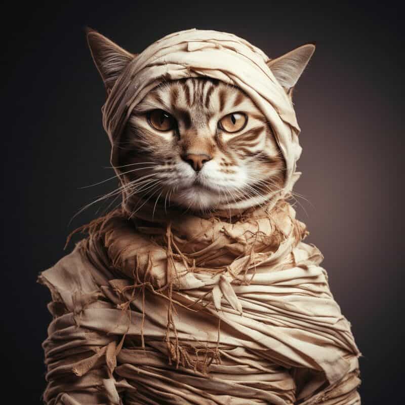 Celebrating The Unbreakable Bond: Custom Pet Portraits In 2025 11 lenaOliv portrait of cat dressed as a mummie for halloween v 2b2b6023 1f17 48a3 bdcd 7f31e9391717