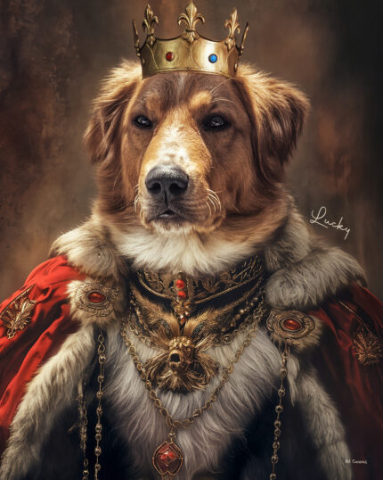 Batman kostümü giymiş kahraman bir köpek, karanlık bir arka plan önünde dik oturuyor — “Batman'in Evcil Hayvanı” adlı çarpıcı bir özel tasarım evcil hayvan tuvali.