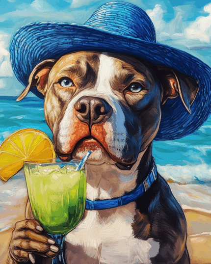 Tropical Pal – Oil Painting Style Dog Portrait