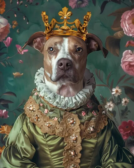 Dog portrait, regal dog portrait, pet canvas art, royal pet painting, luxury pet decor.