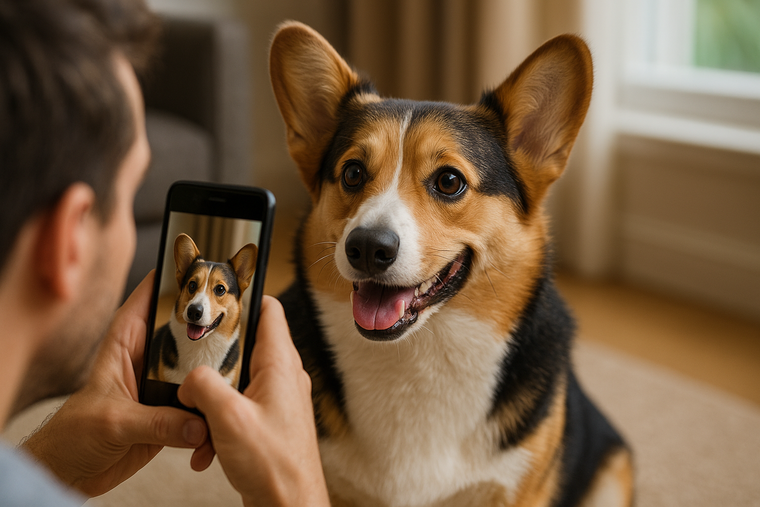 Cute Border Collie being photographed for pet canvas artwork, capturing joyful and lively pet images.
