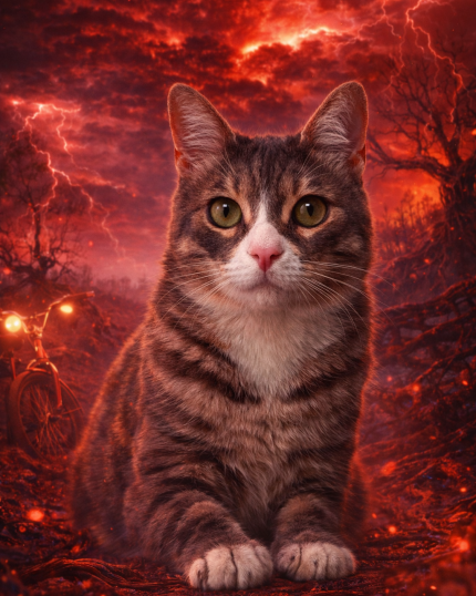 Custom Upside Down Stranger Things Pet Portrait